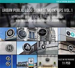 城市公共区域广告牌展示模型：Urban Public Logo Signage Mock-Ups Vol.1